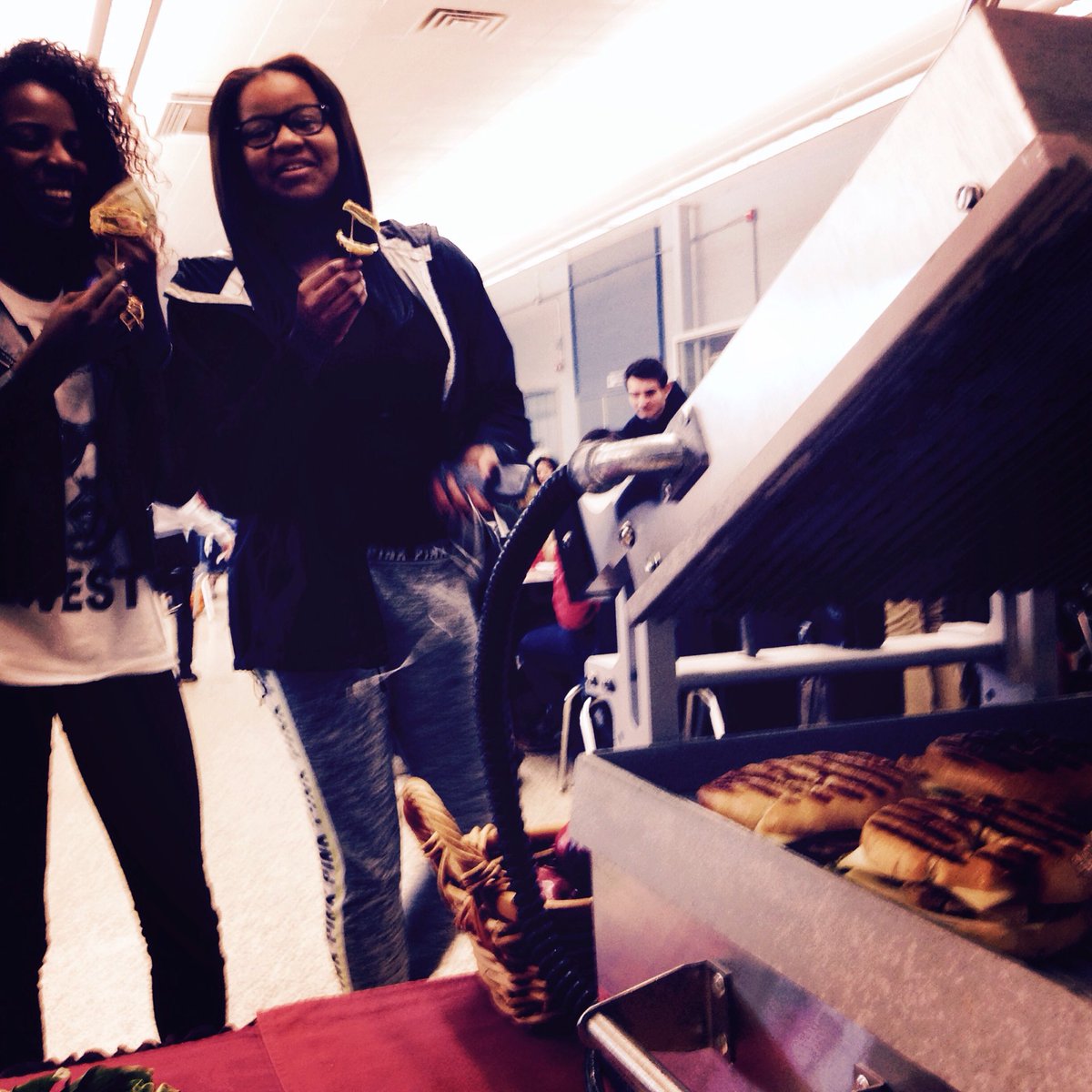 ChefMikeSCS's tweet image. Whole grain Panini&apos;s with pesto, grilled chicken and Swiss cheese were a hit!! #experiencecompass #wematter