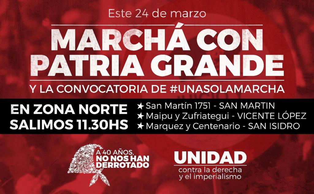 PatriaGrandeZN's tweet photo. #NoNosHanDerrotado este 24 marcha con  @PatriaGrandeArg salimos en micro desde la regional norte https://t.co/bSxb4RCCaj