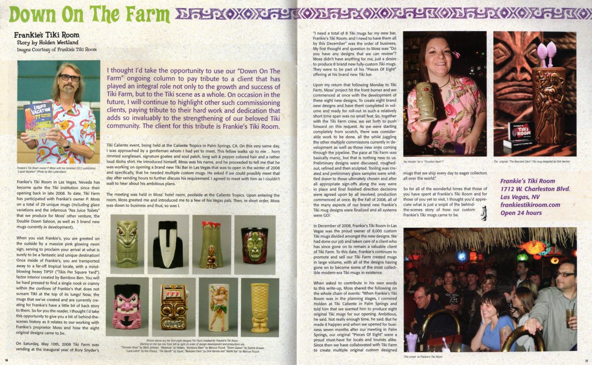 Awesome write up on <a href="/FrankiesTiki/">Frankie's Tiki Room</a> Room in the Winter 2015/16 issue of <a href="/TikiMagazine/">Tiki Magazine</a>!! #Vegas #TikiBar @PMoss_Vegas