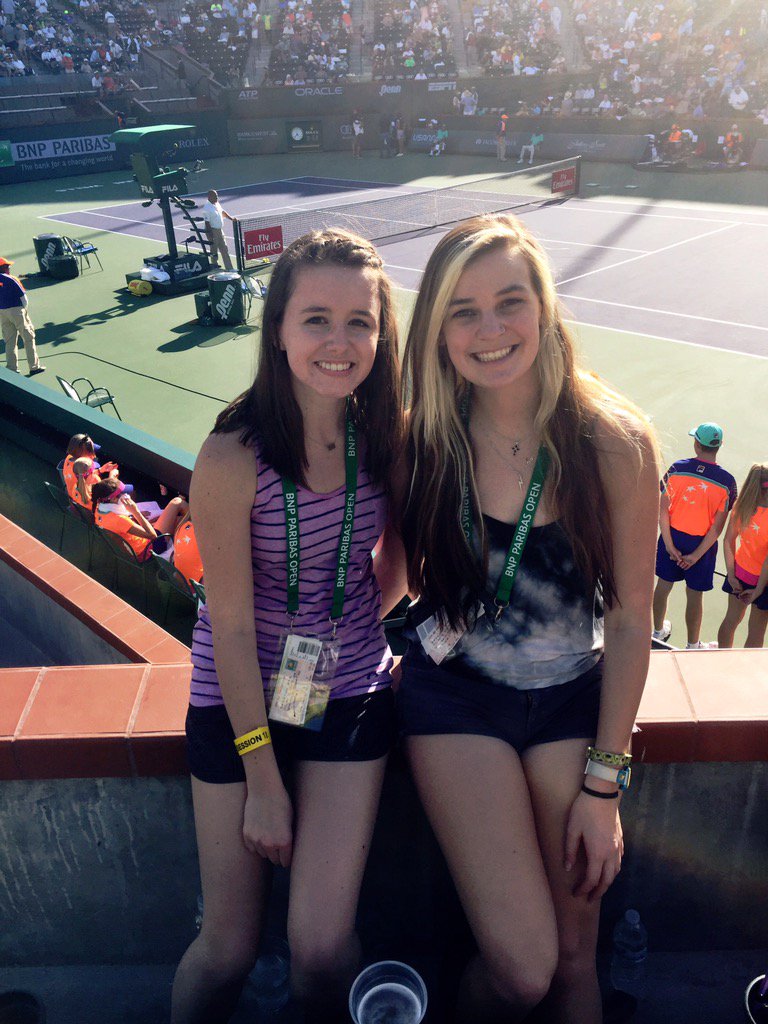 NUClubTennis's tweet photo. Gabby and Liana prepared for #TOCNationals by watching those who do it best this week @BNPPARIBASOPEN https://t.co/NhupTJUhyT