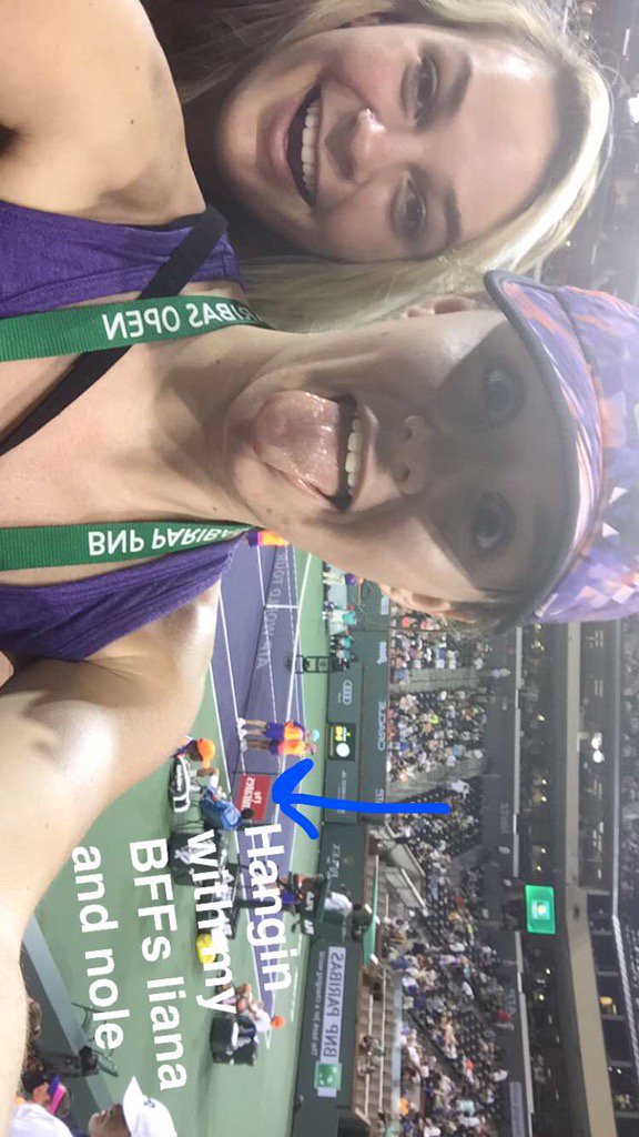NUClubTennis's tweet photo. Gabby and Liana prepared for #TOCNationals by watching those who do it best this week @BNPPARIBASOPEN https://t.co/NhupTJUhyT