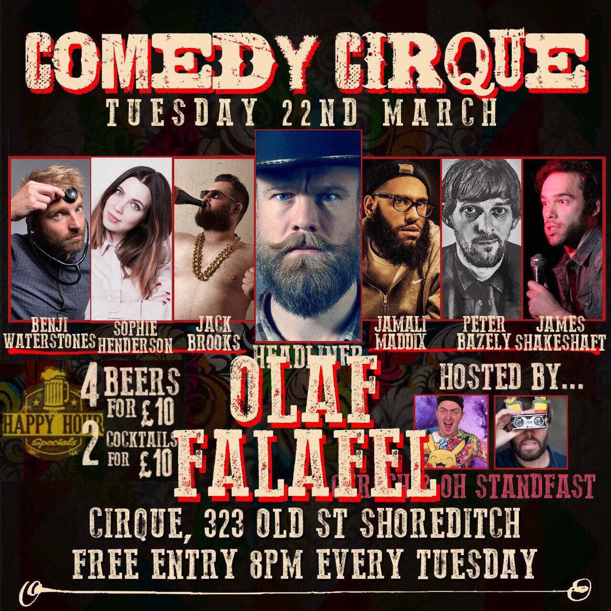 ComedyCirque's tweet photo. #ComedyCirque 8PM #shoreditch https://t.co/6fTYrswNZZ #freecomedy https://t.co/WJscY5G2OS