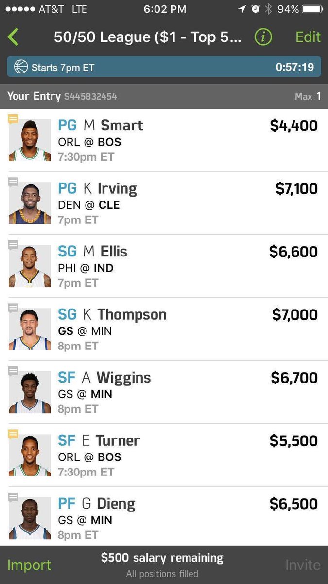 BillNg511's tweet image. One more cash #lineup for the road via @erickeiser @Draftshot #DraftShot