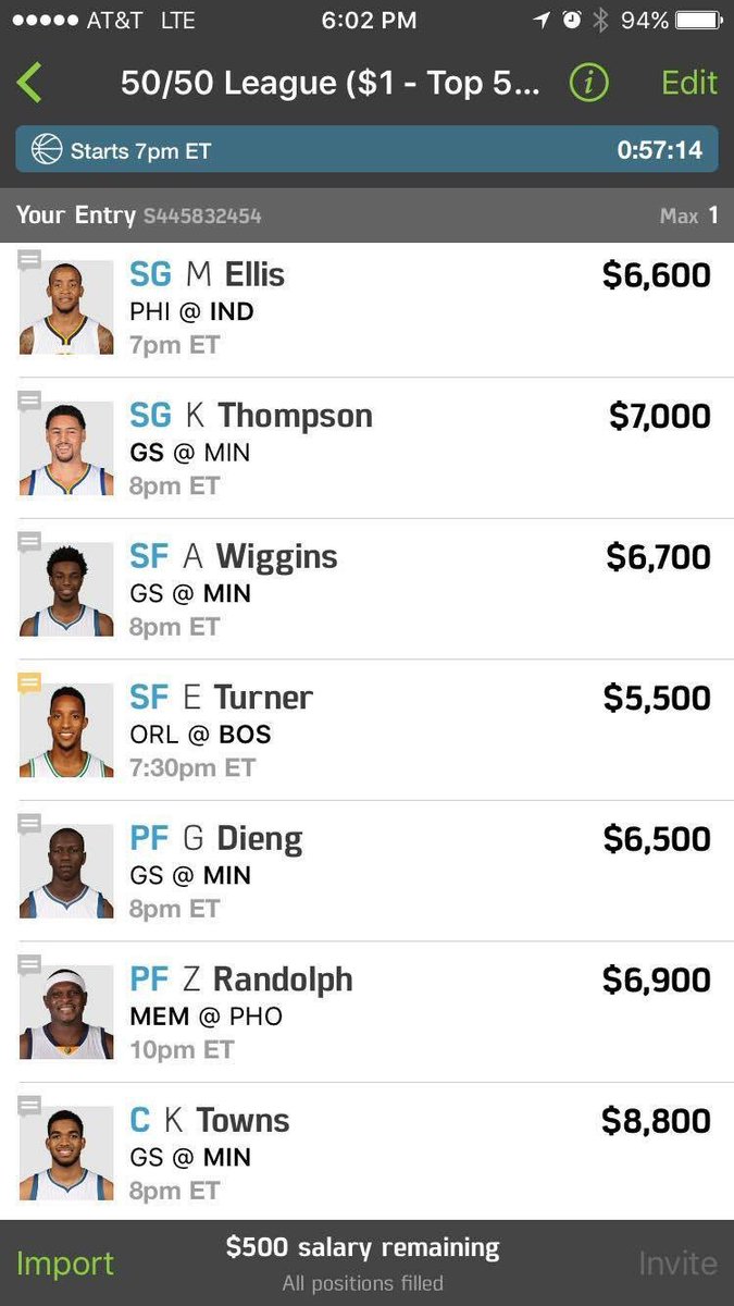 BillNg511's tweet image. One more cash #lineup for the road via @erickeiser @Draftshot #DraftShot