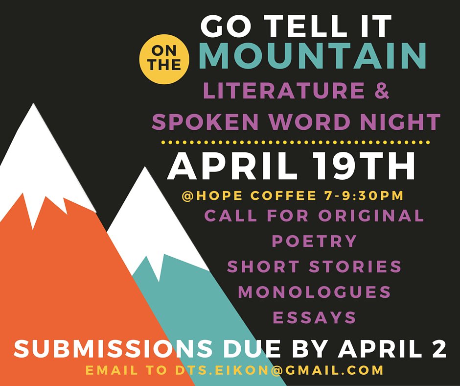 dtseikon's tweet photo. Submit your work today! Details: https://t.co/udxyxxV9TN
#bringtheword #permission2speakfreely Deadline: April 2nd https://t.co/5SgCmtX8S6