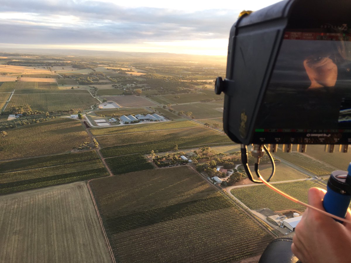 Hot air ballooning over the Barossa. What a great perspective to film from. Filming The Louise Barossa Valley.
