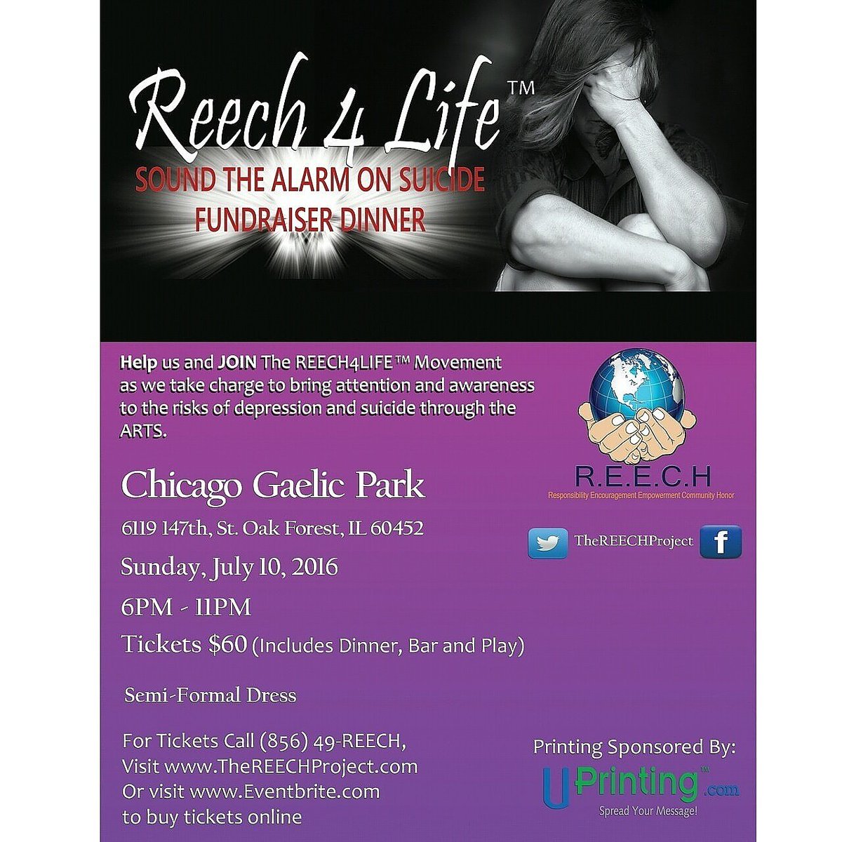 TheReechProject's tweet photo. Get your tickets today!#REECH4Life #Soundthealarm #StopSuicide https://t.co/UdAqHTP58u