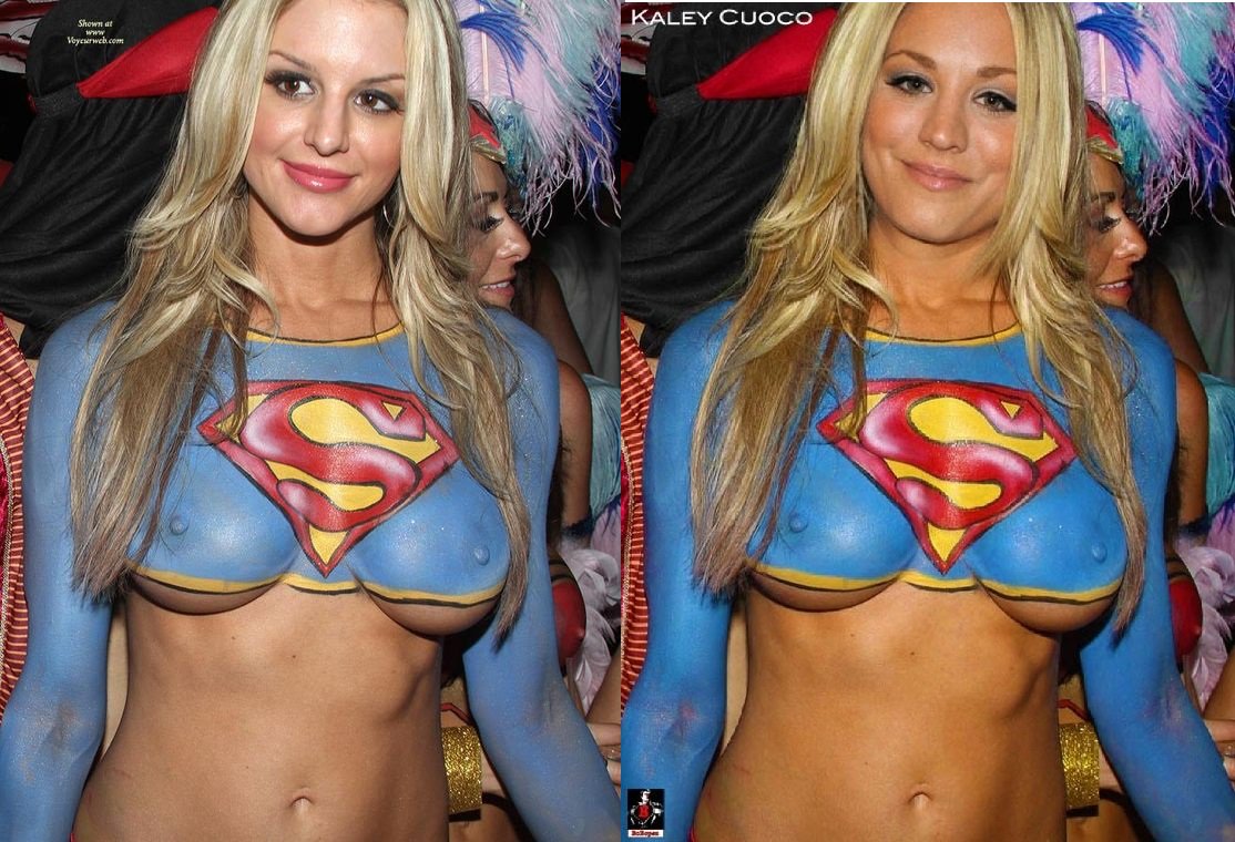 The one on the right is Kaley Cuoco. 