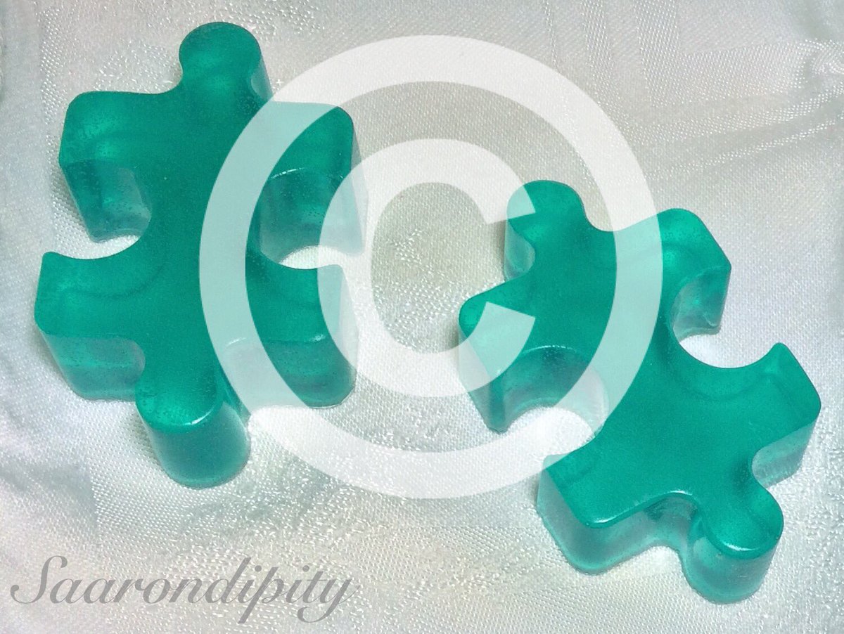 Preparing for autism awareness month: blue puzzle piece soap (handmade in small batches with organic veg glycerin).