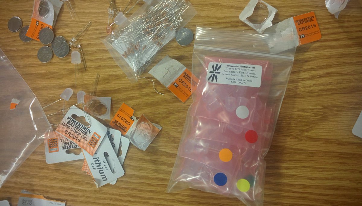 rwinscot's tweet photo. Ready to recycle #LEDThrowie carnage from #IST110 class ... tantalizing technology tidbits from @EMSL https://t.co/33IAsyKa9M