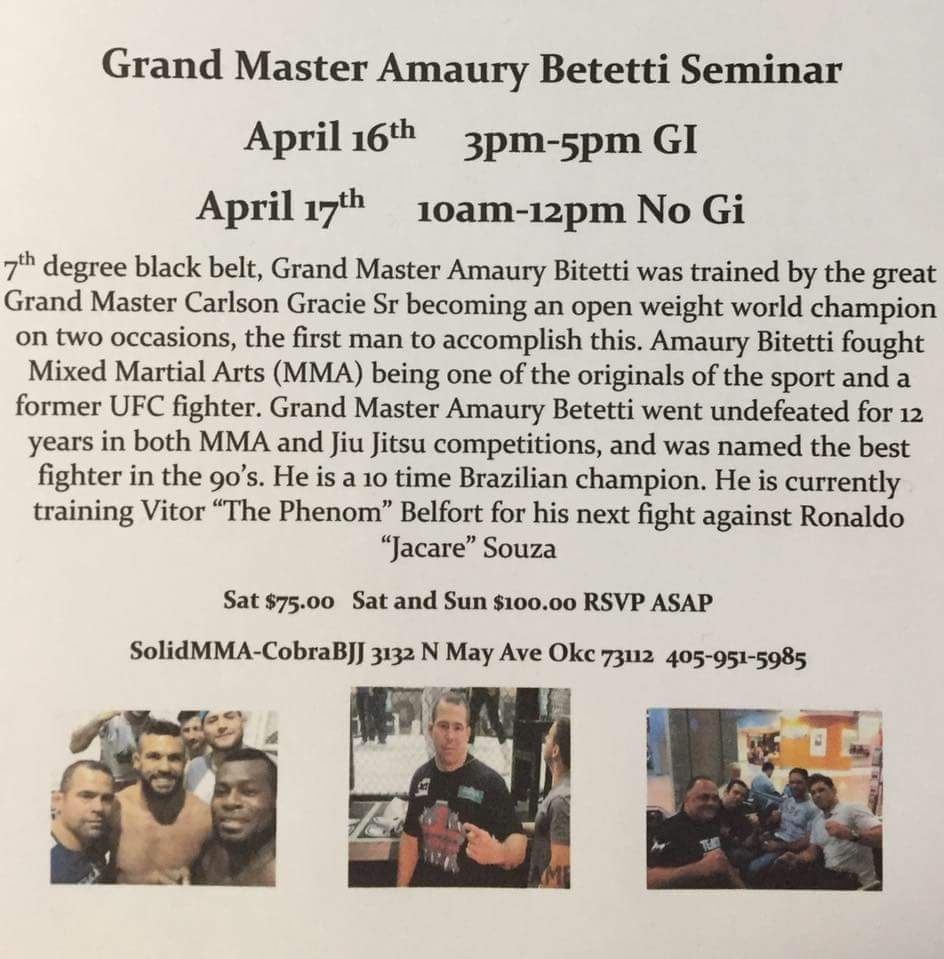 okMineralRights's tweet photo. Grandmaster Amaury bitetti coming to #Oklahoma #bjj #mma #solidmma #solidMMACobraBJJ #bjjmaster https://t.co/g4Wt73hFtX