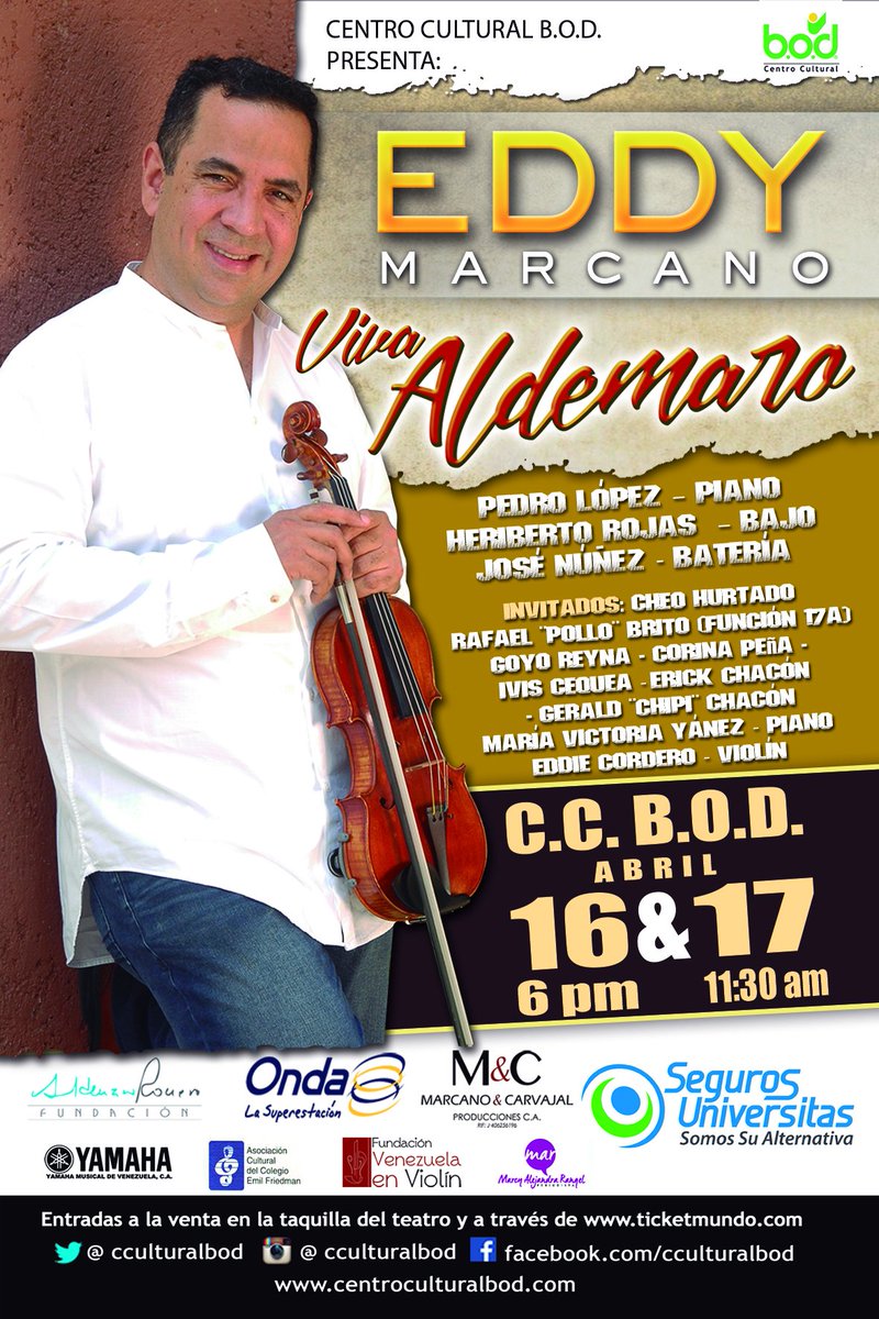 EddyMarcano's tweet photo. En #VivaAldemaro me acompañan @POLLOBRITO @cheohurtado @ChipiChacon @ericchaconflute @ivisycequea y muchos más https://t.co/S4NtDicaYo