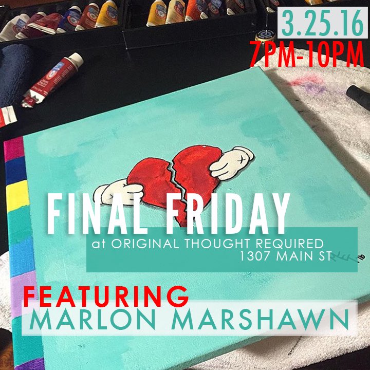 marlonmarshawn's tweet photo. Having my art displayed down at OTR this Friday for #FinalFriday 1307 Main St. from 7pm to 10pm. https://t.co/L5bPP5agjm
