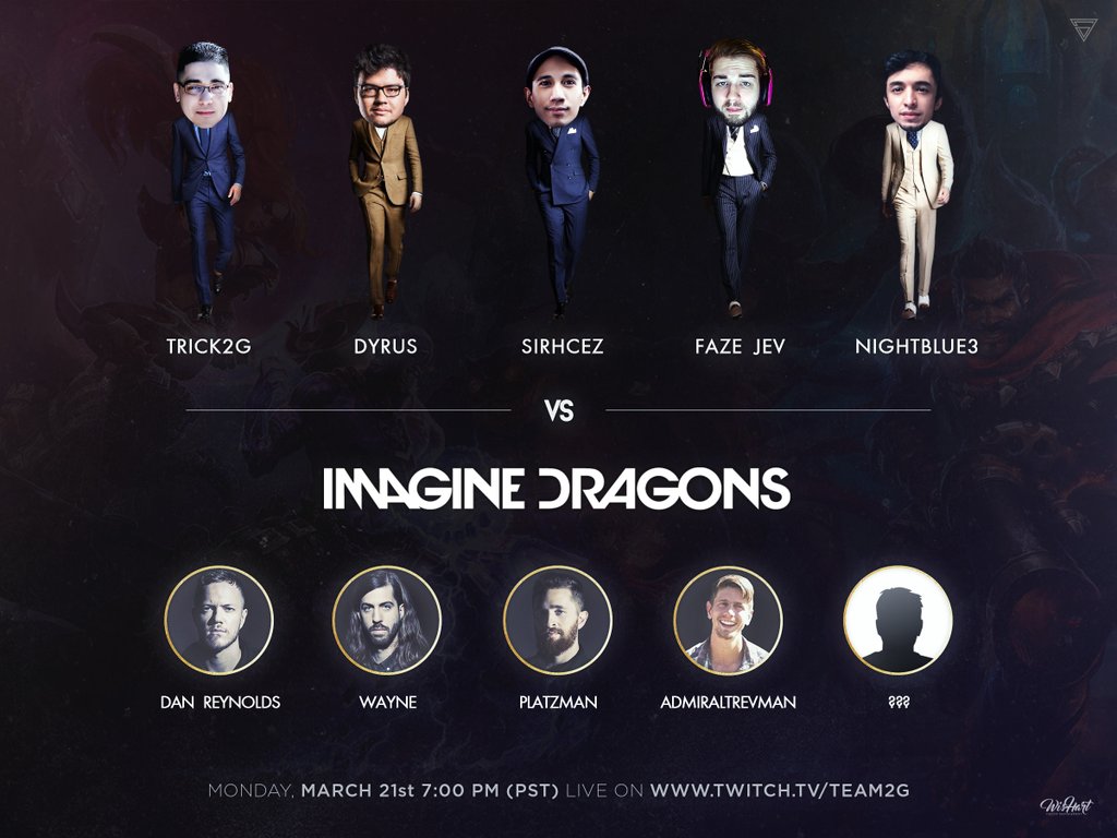 GFuelEnergy's tweet image. Cheer #TeamGamma on, as Team Legends play the @ImagineDragons in @Trick2g's Charity Stream!

Twitch.tv/Team2g