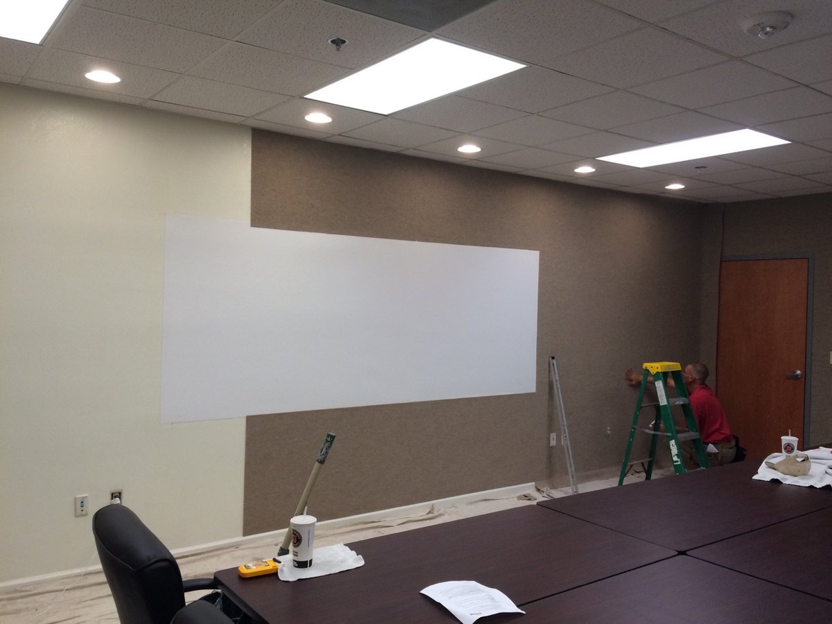 RWallcovering's tweet photo. Here we installed #DryErase #Wallcovering w/Trim along with #Acoustical #Velcro #Wallcovering in a #Conferance #Room https://t.co/Rliij76wfi