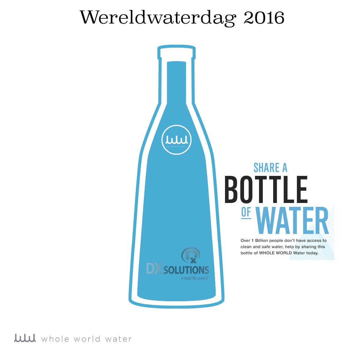 Bijna 1 miljard mensen leven zonder drinkbaar water. Share a Bottle and raise awareness!  #wereldwaterdag