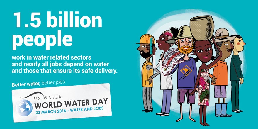 #WorldWaterDay: 1.5 miliar orang bekerja di sektor yg berkaitan dgn air. Air yg lebih baik, pekerjaan yg lebih baik.