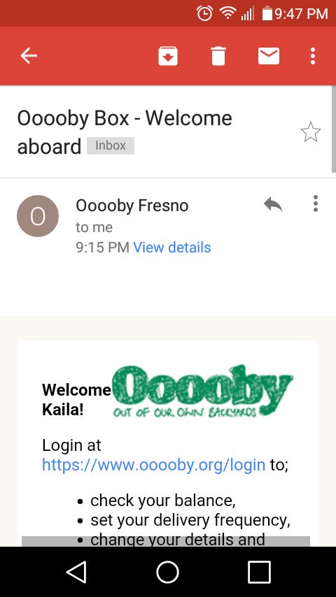 Kaila7077's tweet photo. Cannot WAIT for my first  Ooooby box! #ooooby #organic #eatlocal #fresno https://t.co/ZI0yFu2MDb