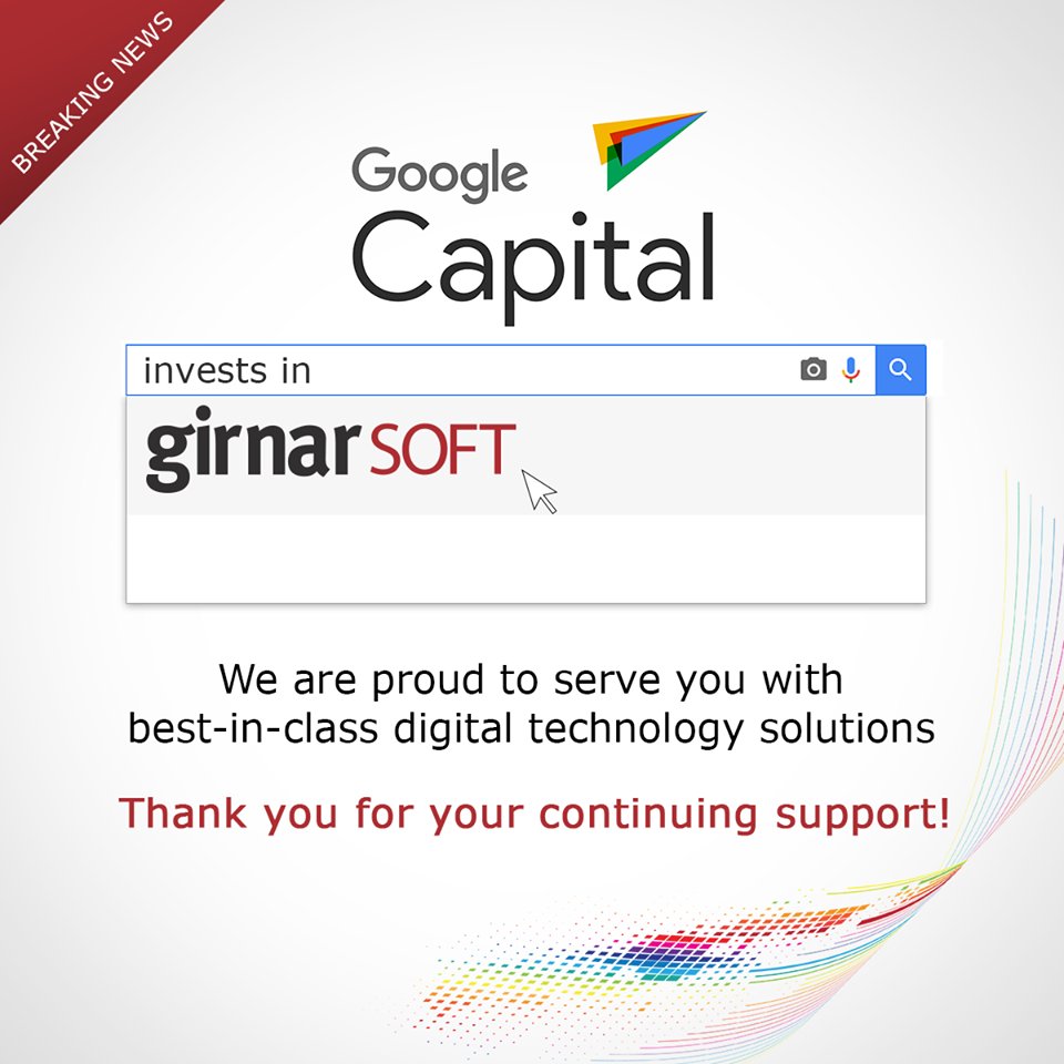Imsidddharth's tweet photo. #GoogleCapital: Venture capital fund announces investment in India-based #GirnarSoftware. https://t.co/vB1rznNyy4 https://t.co/6cOC1oDDaK
