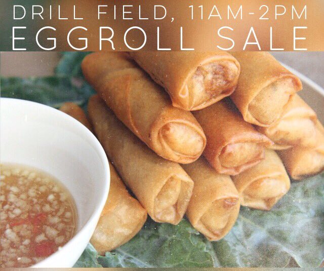 MSStateVSA's tweet image. EGGROLL SALE, DRILL FIELD,11AM-2PM. We got veggie, pork, or shrimp AND WE ACCEPT CARDS (no flex tho). See you there!
