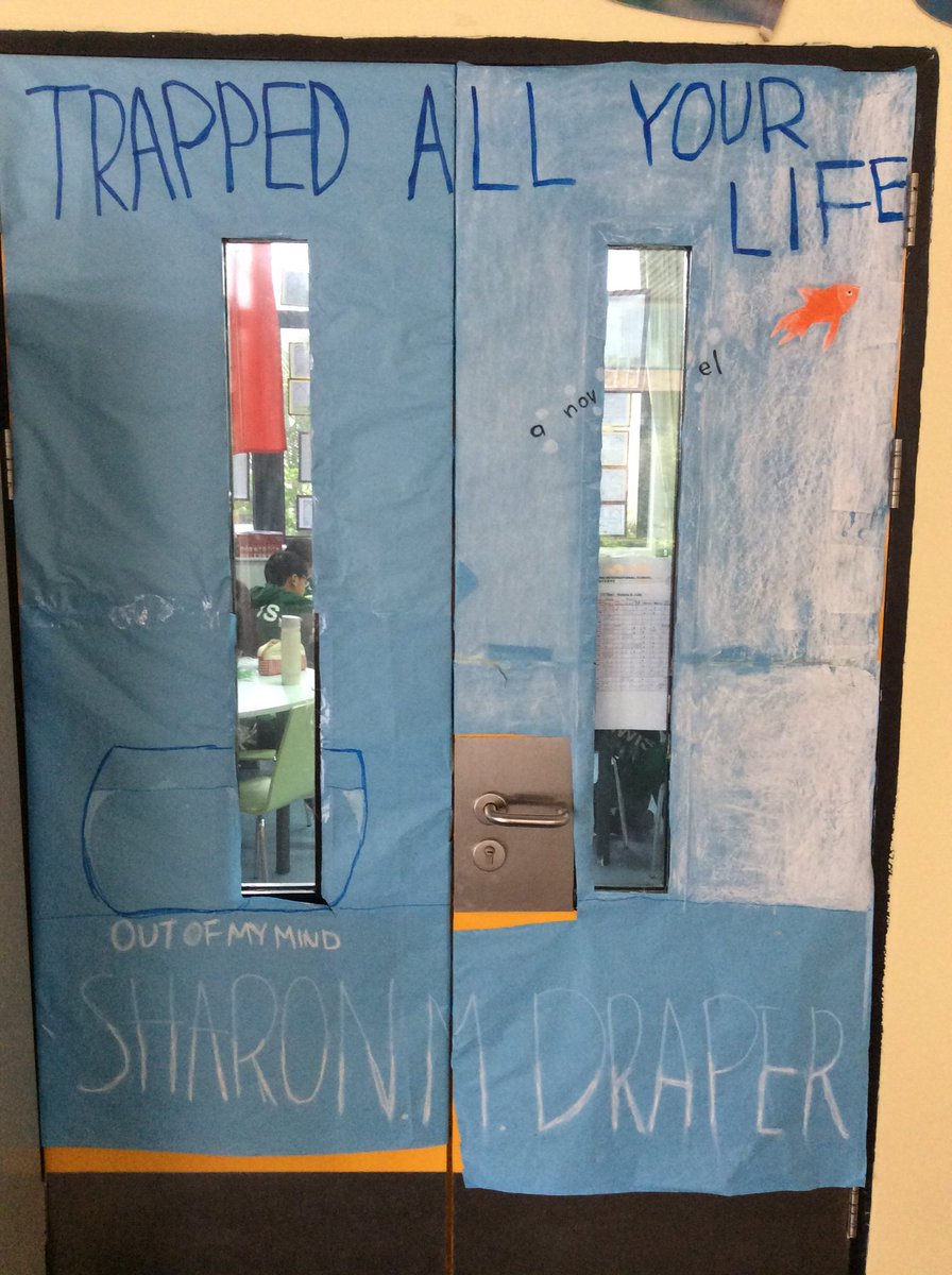 SWIS_G5's tweet photo. #literacymonth door decoration. #outofmymind @sharonmdraper - our favorite book this year! https://t.co/5QOnk9bZFn