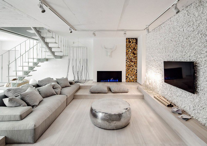 Almost All White Apartment in Kiev Plays With Materials and Textures freshome.com/white-apartmen…