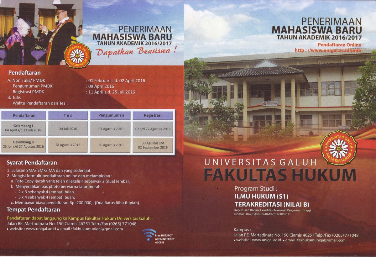 fh_unigal's tweet photo. Penerimaan Mahasiswa Baru FH Unigal 2016-2017 Jalur PMDK 01 Februari s.d. 02 April 2016 https://t.co/Jq9VpuRklK