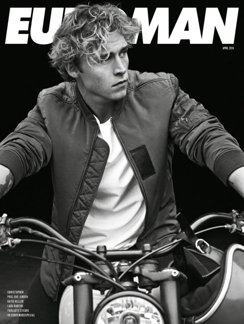 acnestudios's tweet image. .@StopherMusic wearing the #AcneStudios Silas bomber jacket and Max jeans on the cover of @EUROMANdk