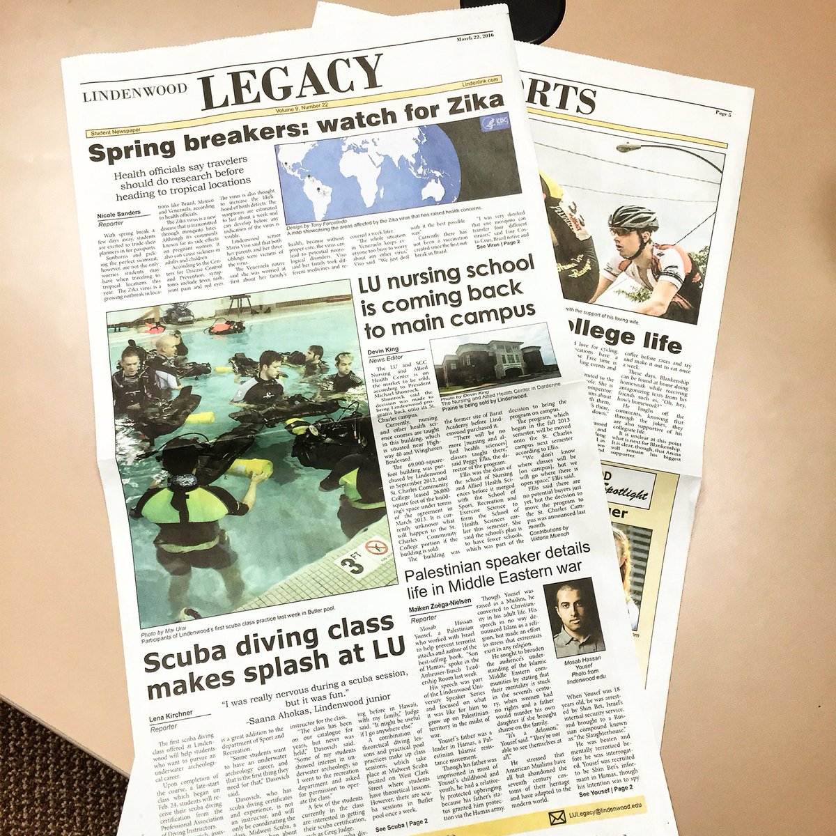Scuba diving, Nerf assassins, a cyclist in college at 31, opinion about spring break and more in @lindenwoodlegacy!