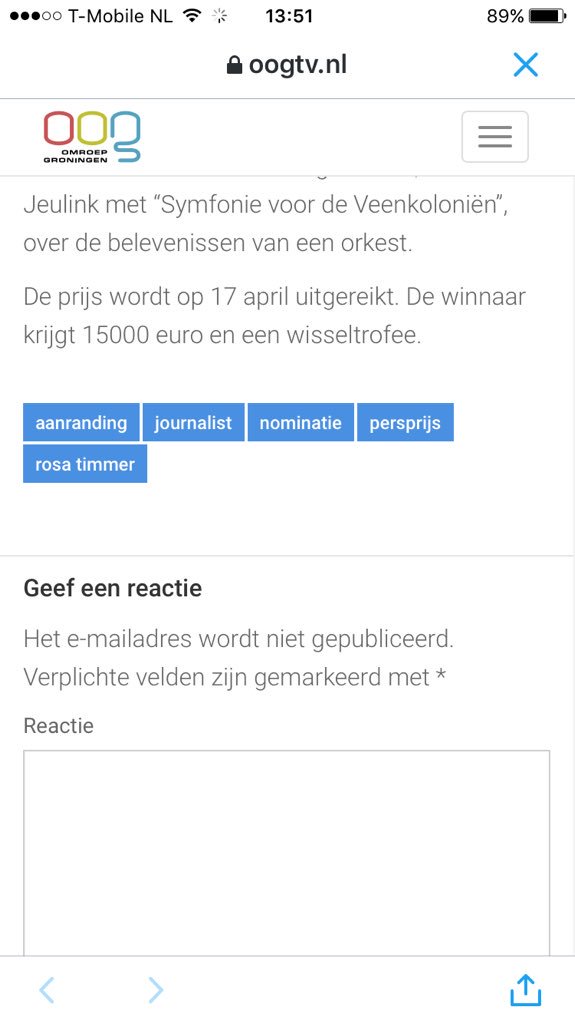 Voor de goede orde: de winnaar krijgt 1500 euro, geen 15000 euro. #groningerpersprijs