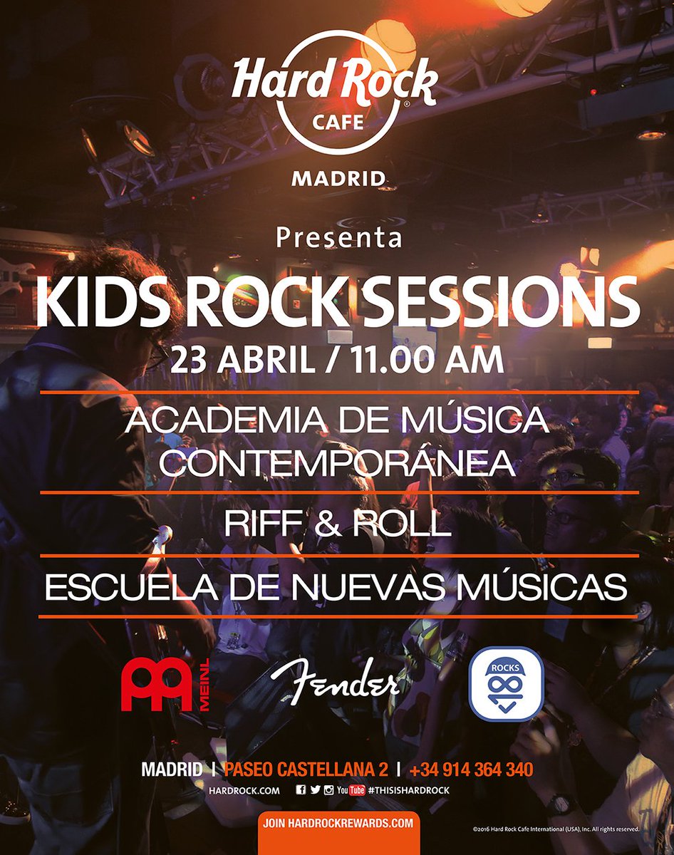 MyFirstGigEsp's tweet photo. Ya tenemos fecha para el próximo KIDS ROCK SESSIONS en @HardRockMadrid Toda la info aquí: https://t.co/fVcAvauubK https://t.co/tch6ZnV65e