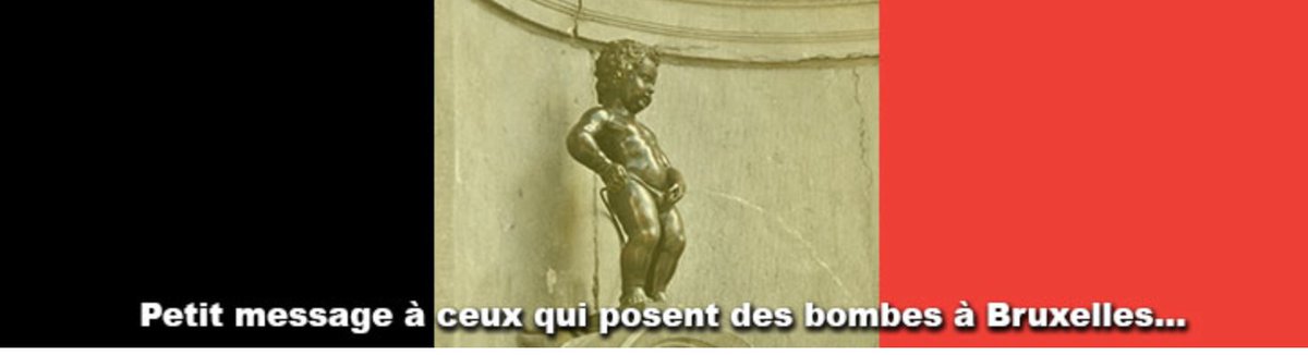 Daarjeeling's tweet photo. Petit message à ceux qui posent des bombes à #Bruxelles : on vous pisse à la gueule, bande d'abrutis décérébrés. https://t.co/KC2hHhF8Bx