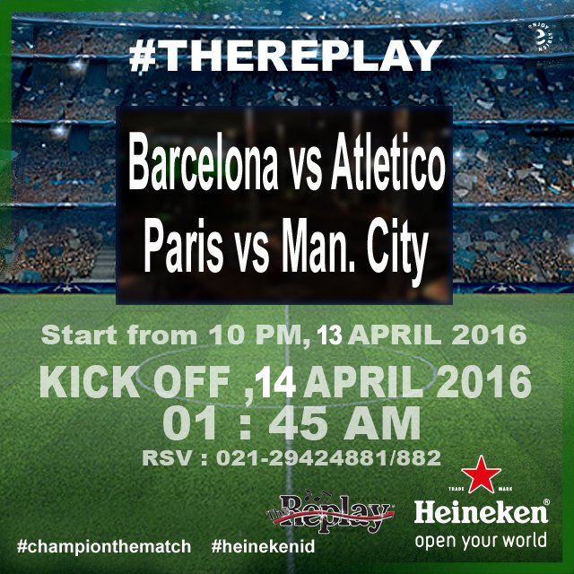 Don't miss it..
join with us watch Quarter Final
#TheReplay #heinekenid #championthematch
Please Retweet My Friends