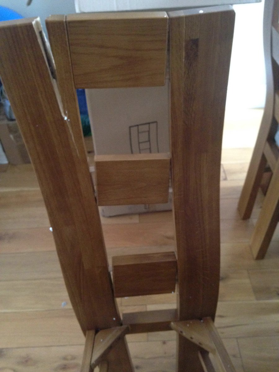 ruthdownie's tweet photo. Home Serve say faulty table @OFLoakfurniture say expansion lines....and have broken chairs....not happy 😖 https://t.co/8peyzAqNgY