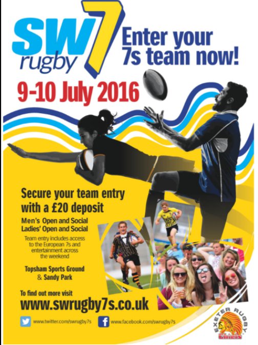 DevonRFU's tweet photo. Fancy entering the SW Rugby 7s at Exeter? Details about the event here https://t.co/OBn4wIf3pt https://t.co/Ctioe3ZVVc