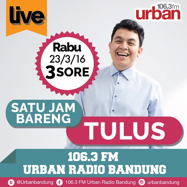 musiktulus's tweet photo. #AgendaTULUS | Rabu, 23 Maret 2016 | TULUS akan menyapa kalian di @Urbanbandung, pukul 15.00 WIB! https://t.co/Ys8afHTlIF