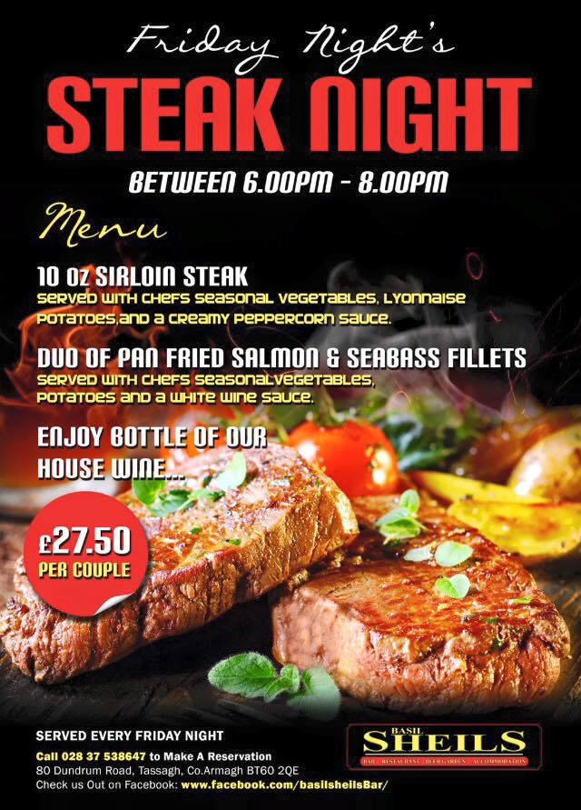 BasilSheilsBar1's tweet photo. Win STEAK NIGHT for TWO! Simply Retweet &amp; Follow us - Winner announced next Thursday #WIN #SteakNight #Competition https://t.co/Tgb0s2t48Q