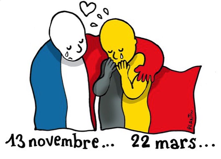 RGrosjean's tweet photo. All my thoughts to Belgium 🙏 #prayforbruxelles #Bruxelles #R8G © @plantu https://t.co/MHyNuvj257