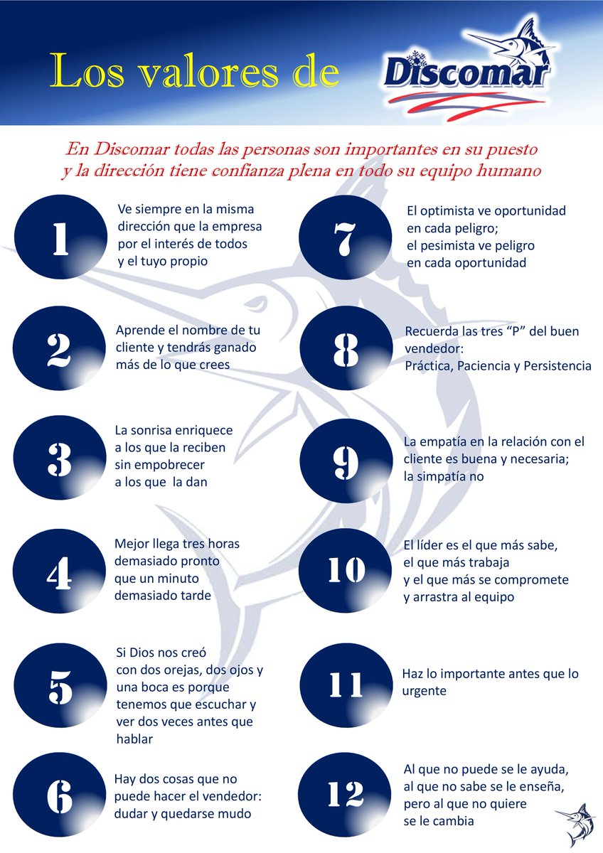 Discomar_'s tweet photo. Los Valores de Discomar
#congelados #refrigerados #hosteleria #horeca #valores #discomar https://t.co/kivfX5hmhy