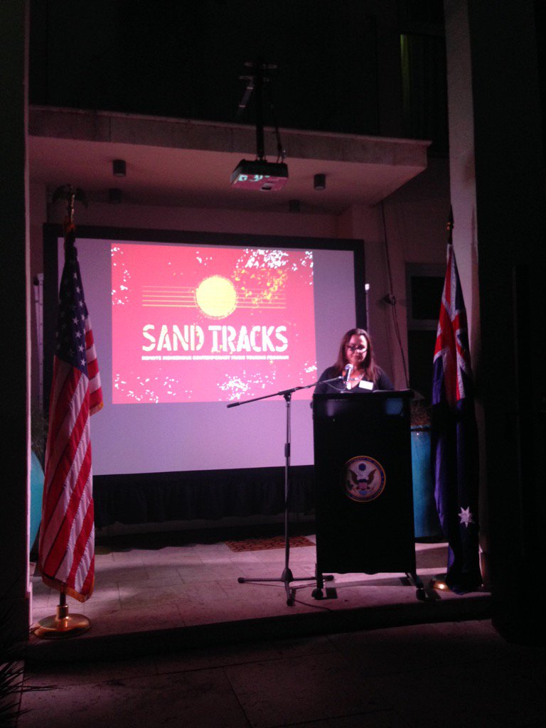 RegionalArtsWA's tweet photo. @JMachin3 talking about #SandTracks to the guests at #starsofthedesert @uscongenperth @CynthiaAGriffin https://t.co/ZeNgy6MswP