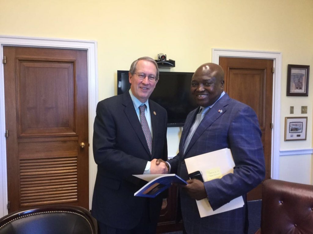 DrcNotes's tweet photo. Ambassador Balumuene visits w/ @RepMarkMeadows &amp; @RepGoodlatte to share positive developments on #DRC adoptions https://t.co/kvp24wLt2Z