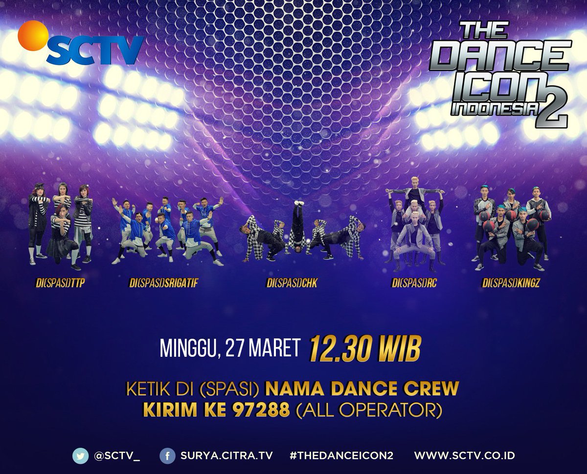 SCTV's tweet photo. @Tothepointcrew @srigatif @CityHunterKidz_ @RecycleCrew_ @kingzcrew08 di #TheDanceIcon2 27 Maret pkl 12.30 WIB https://t.co/aDbZR8QBAi