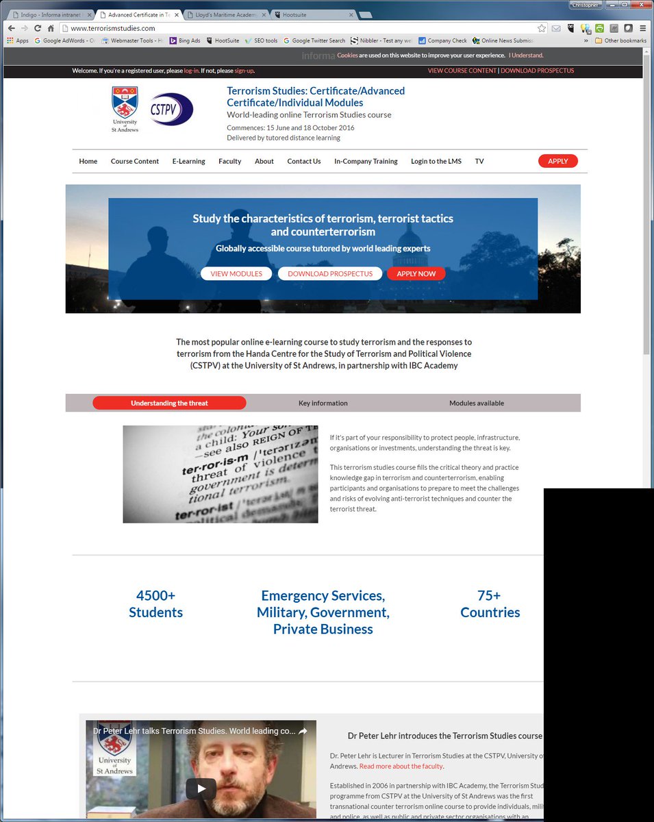 IBCAcademy's tweet photo. Explore #Terrorism Studies course - #University of St Andrews. Part-time tutored online. https://t.co/UemkTrE6ru https://t.co/NtbGyy9TaF