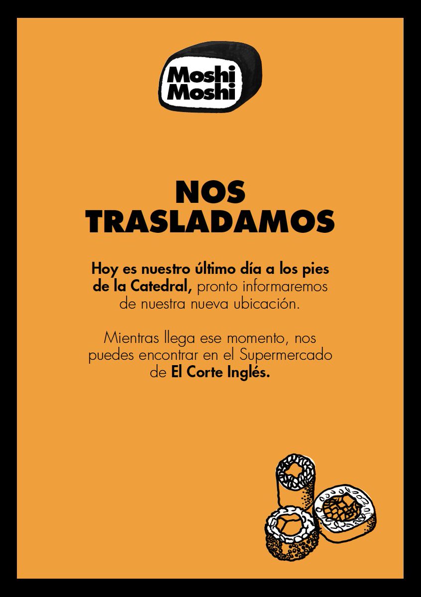 MoshiMoshiRest's tweet photo. Os recordamos que hoy es nuestro último día aquí en la Plaza de los Apóstoles... ¿Venís a despediros? #MakiDay https://t.co/IRmoQqZpql