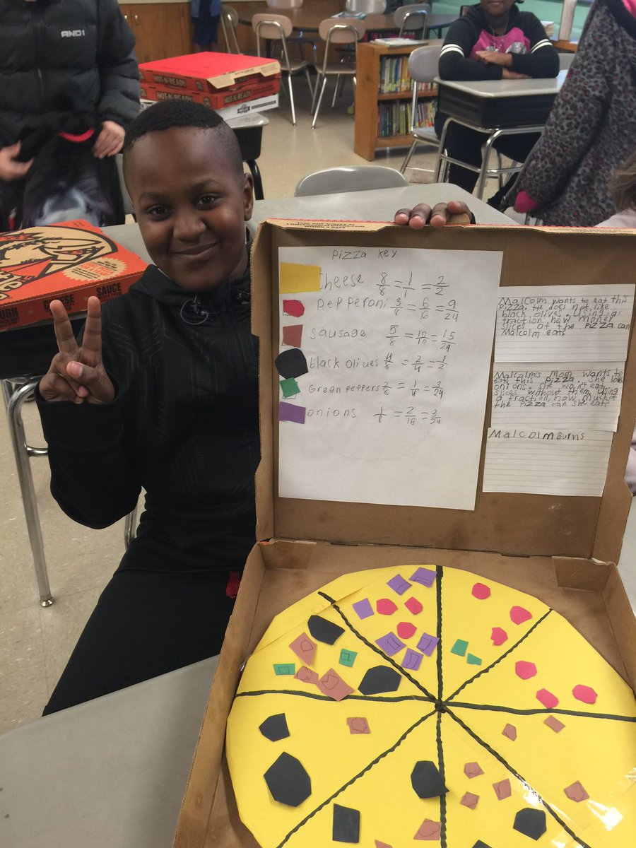 rockfish4th's tweet photo. Mr. Smith's class also rocked out with pizza fraction projects! https://t.co/vACO5MFC4L