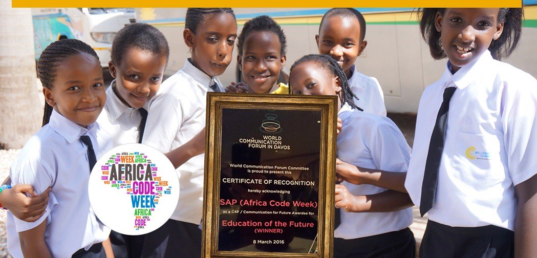 #EducationoftheFuture! @SAP and @AfricaCodeWeek win
#C4F #WCFDavos #Award. @WorldCommForum @SAPItalia