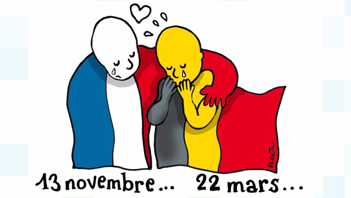 itvnews's tweet photo. 'Ik ben Belge': Images of support shared after Brussels attacks https://t.co/XjbKk3UfWy (Picture: @Plantu) https://t.co/k3WPz9Iop3