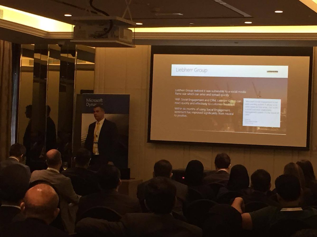 microsoftgulf's tweet photo. "With #MSDynCRM, Liebherr Group effectively monitors #customer feedback", says Vinko Pedisic. #DynamicsSummit2016 https://t.co/x5GDmEMxYR