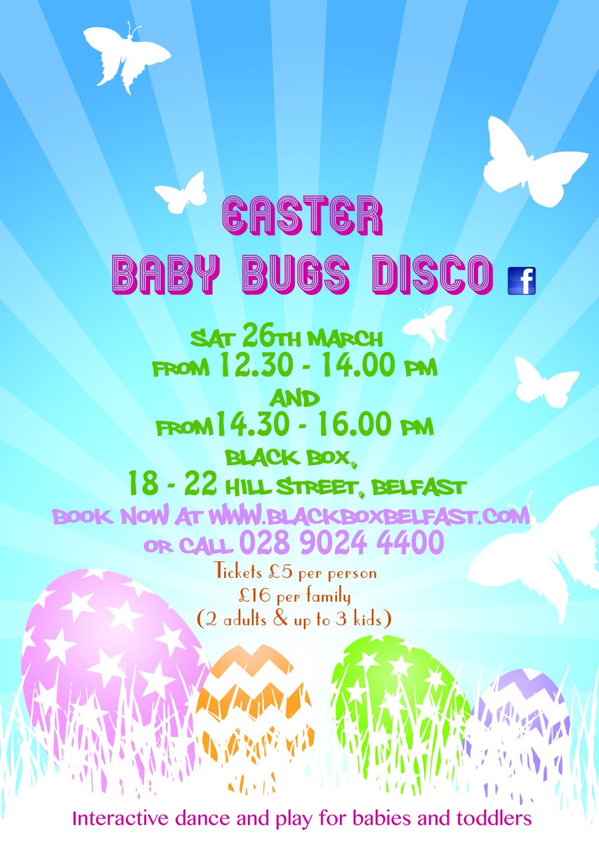 Baby Bugs Disco this Saturday - sessions at 12.30pm and 2.30pm perfect for your wee easter bunnies to boogie at RT