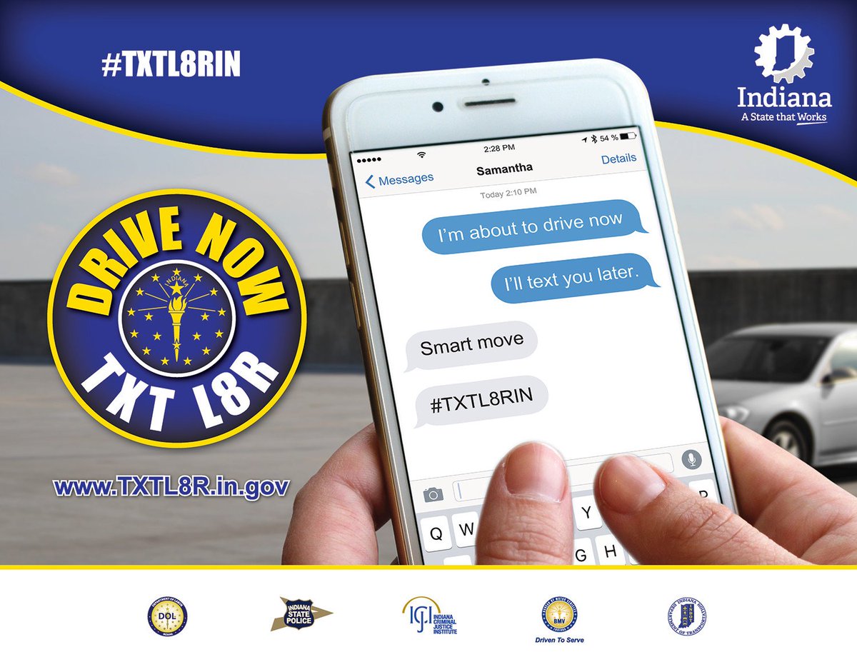 INDOT's tweet photo. โTXT L8Rโ Social Media Contest Offers Up to $5,000 in Scholarships: https://t.co/5zy6Xwyb5j #TXTL8RIN https://t.co/7oDcTYO8gi